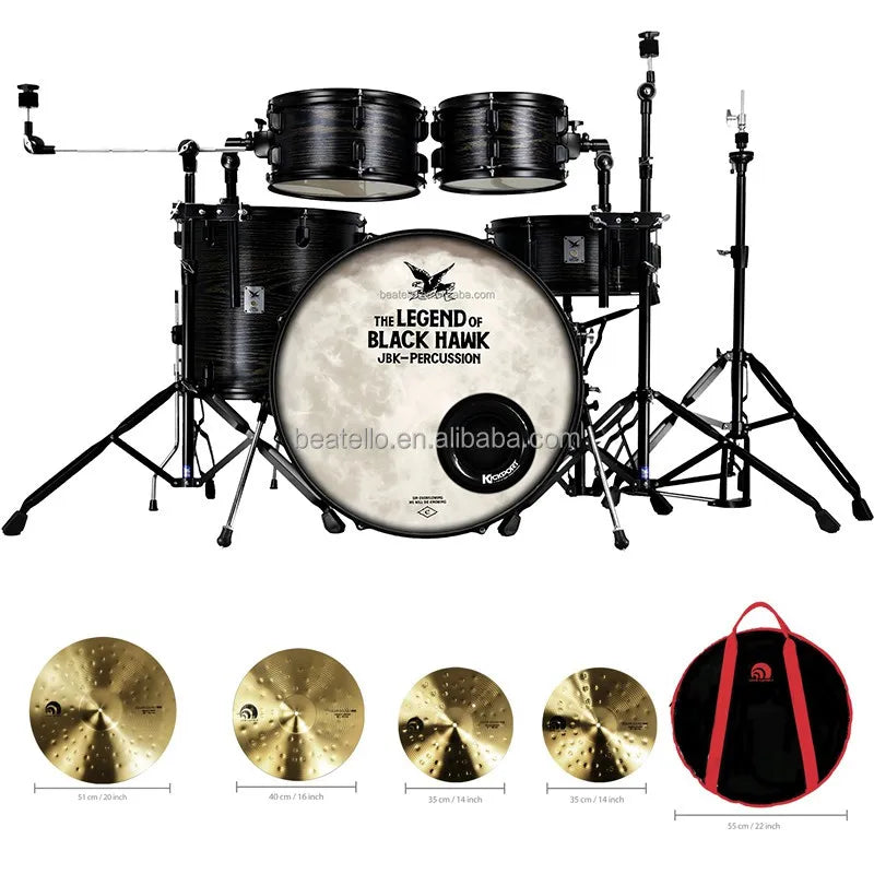 Batería Acústica Portátil de 22 Pulgadas con Platillos