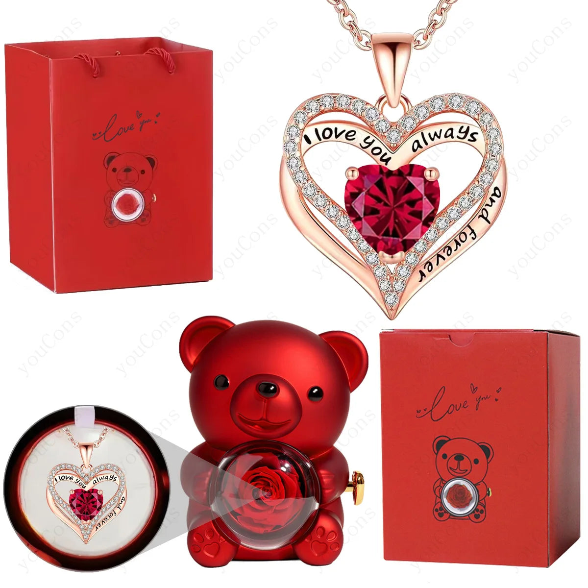 Collares con colgante de corazón rojo