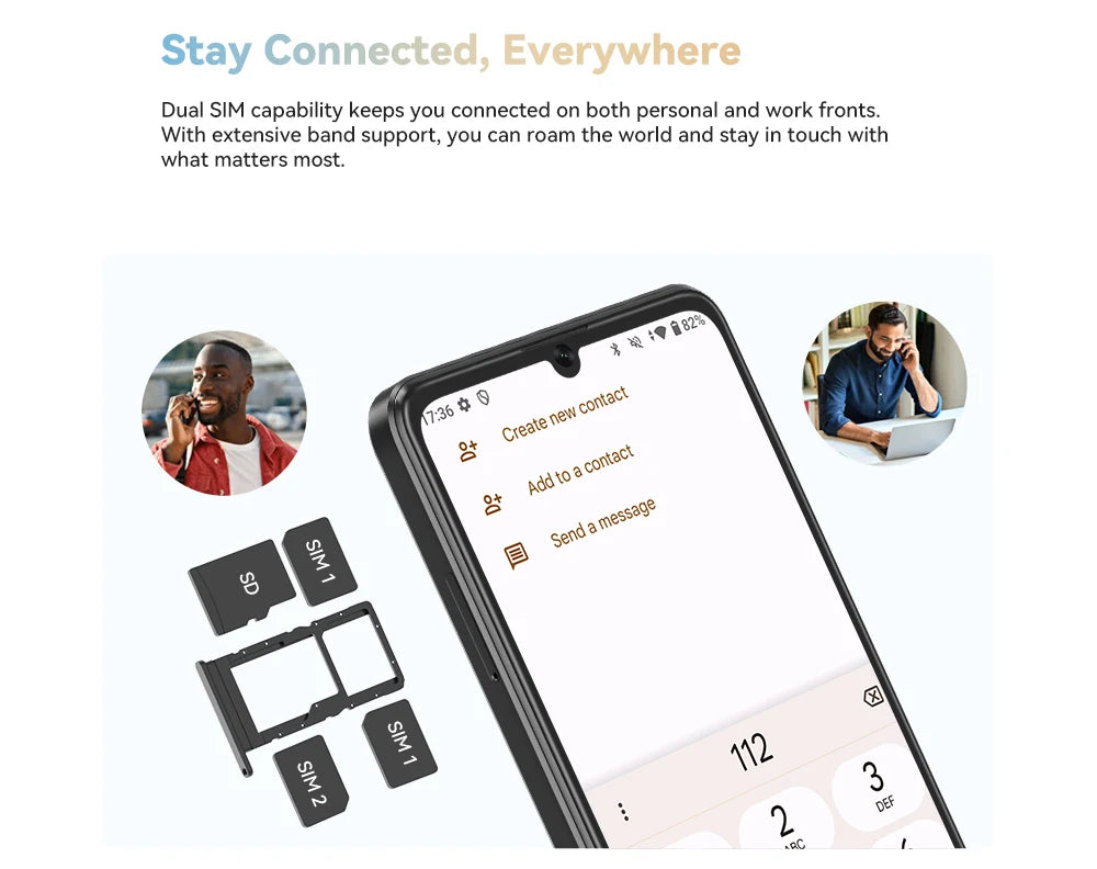 Smartphone Android 14, 12GB RAM (4GB+8GB ampliados)+128GB
