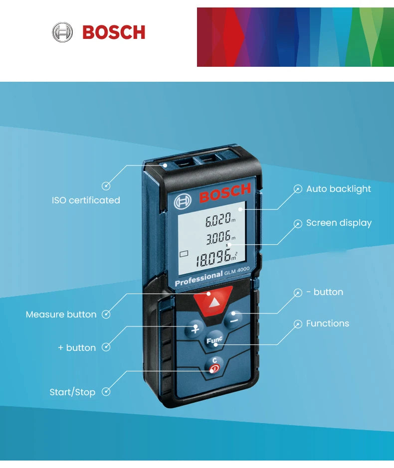 Bosch-Bolsa de telémetro láser GLM 4000 medidor de distancia láser