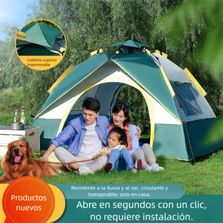Tienda impermeable con 2 puertas y 2 ventanas, portátil para camping