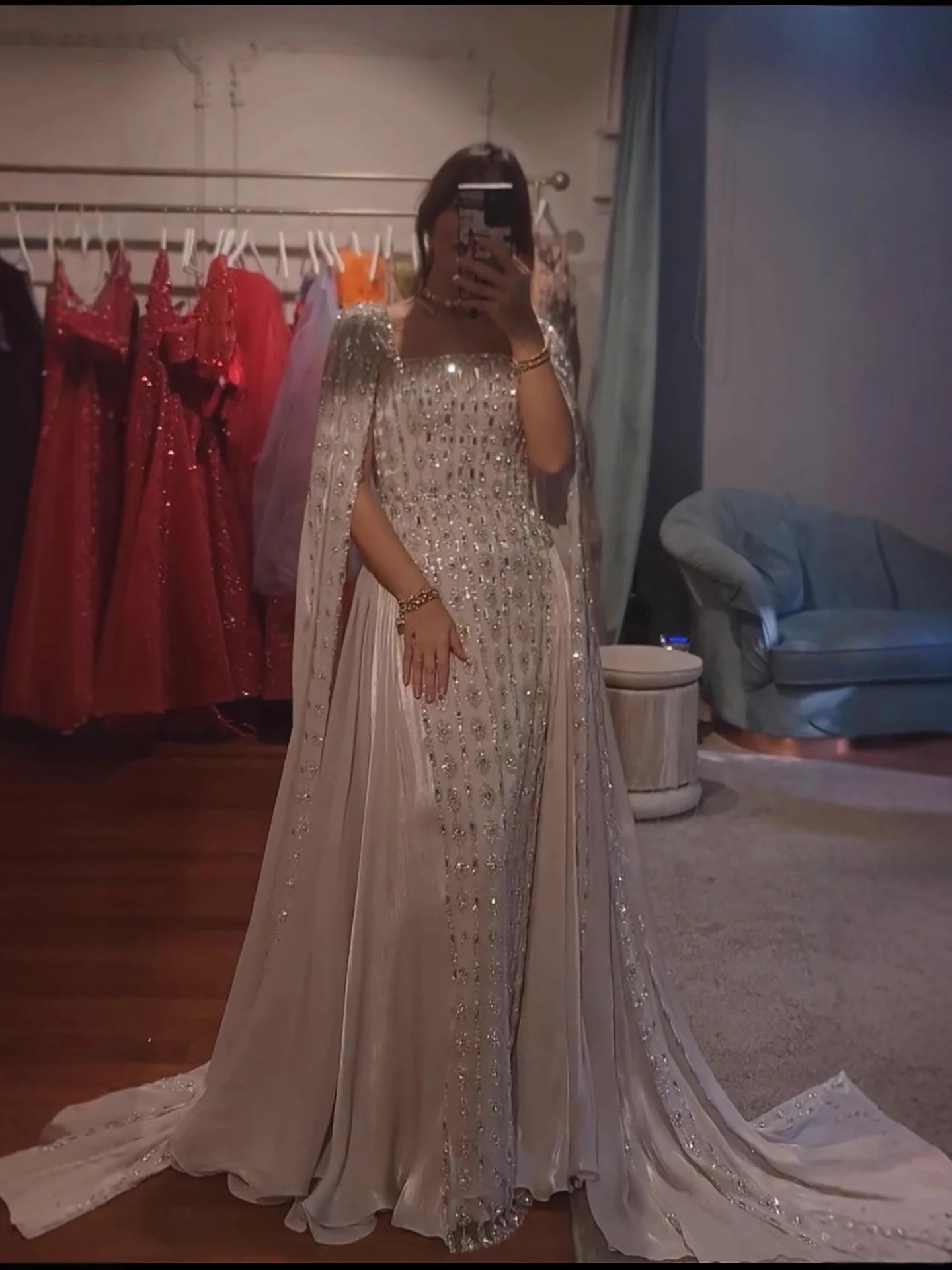 vestido de noche de cristal