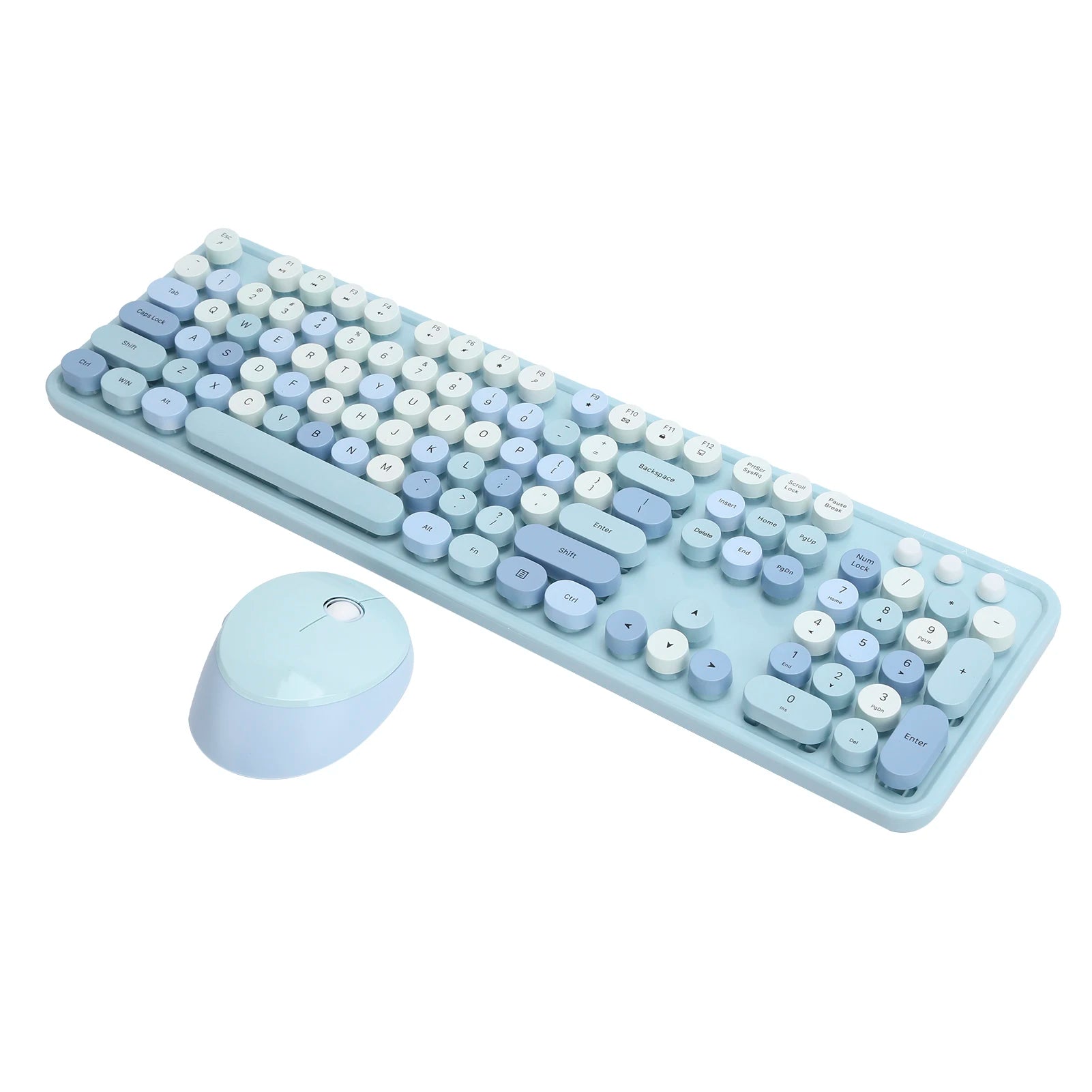 Combo de ratón y teclado inalámbrico de 2,4G, teclas redondas