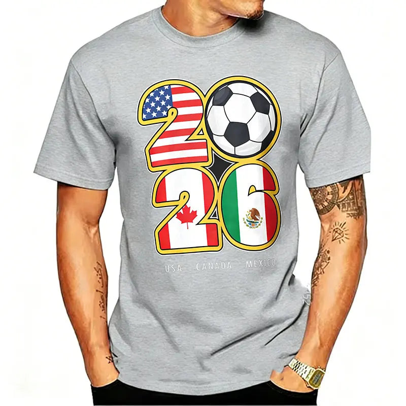 Camiseta de Algodón con Gráfico de Bandera
