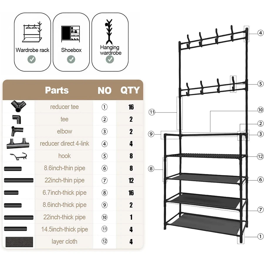 Estante de zapatos portátil de 4 capas