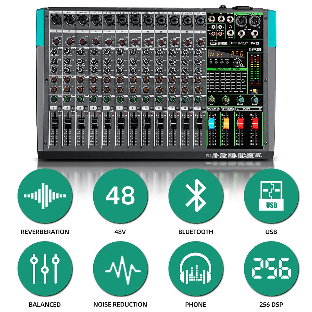 Mezclador de sonido de Audio de 6/8/12/16 canales