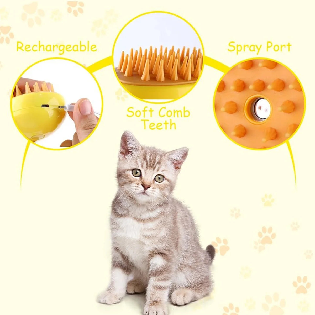Cepillo para gato Cepillo Vapor Eléctrico 3 en 1