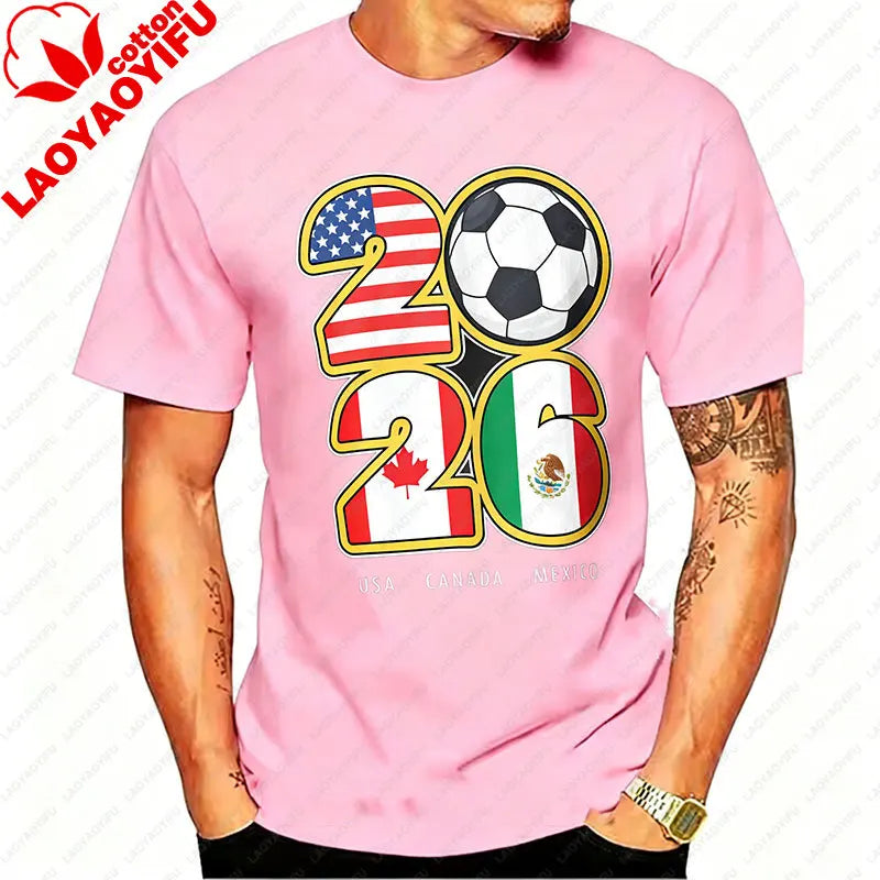 Camiseta de Algodón con Gráfico de Bandera