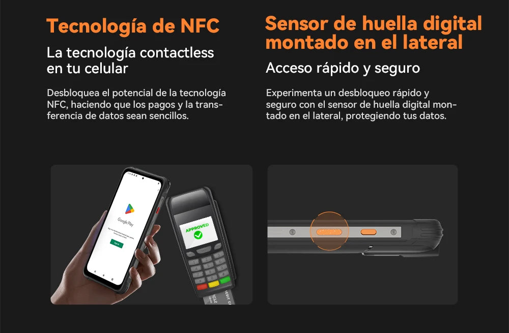 Smartphone resistente al agua IP68 Android 13, , 12 GB de RAM (6 + 6 GB), 256 GB