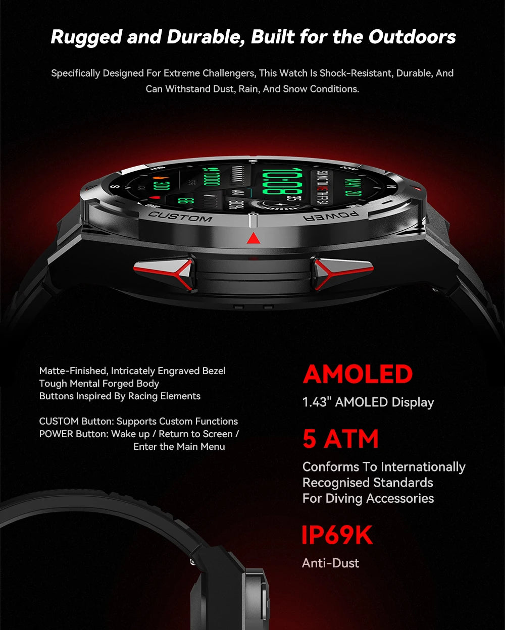 Smartwatch AMOLED de 1,43 pulgadas, reloj deportivo