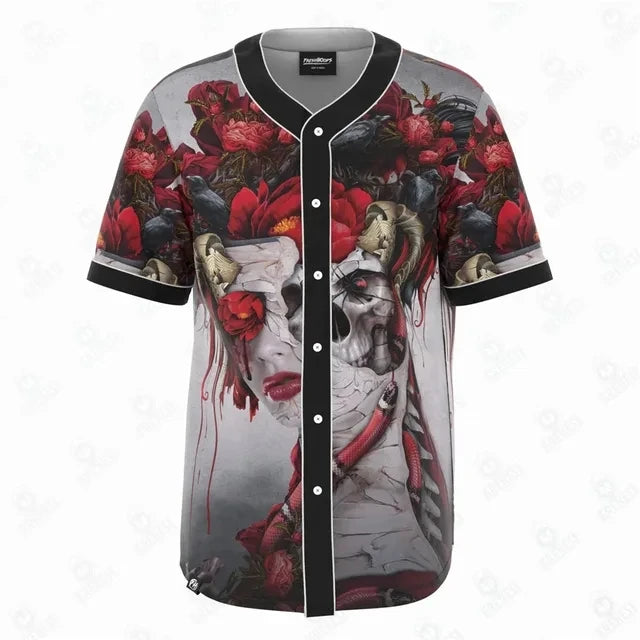 Camiseta de béisbol con patrón de tatuaje