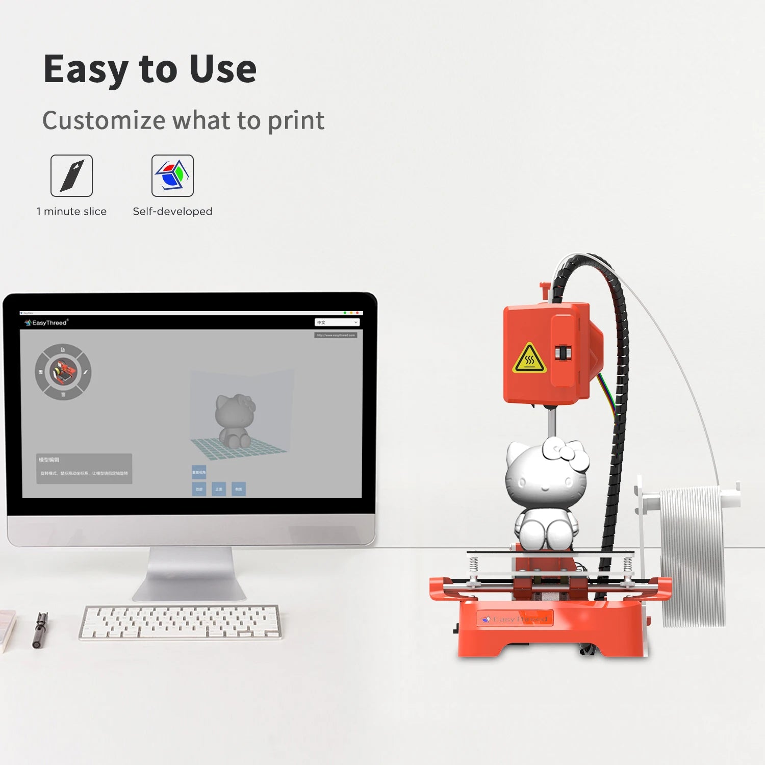 Mini impresora 3D de escritorio K7, tamaño de impresión de 100x100x100mm