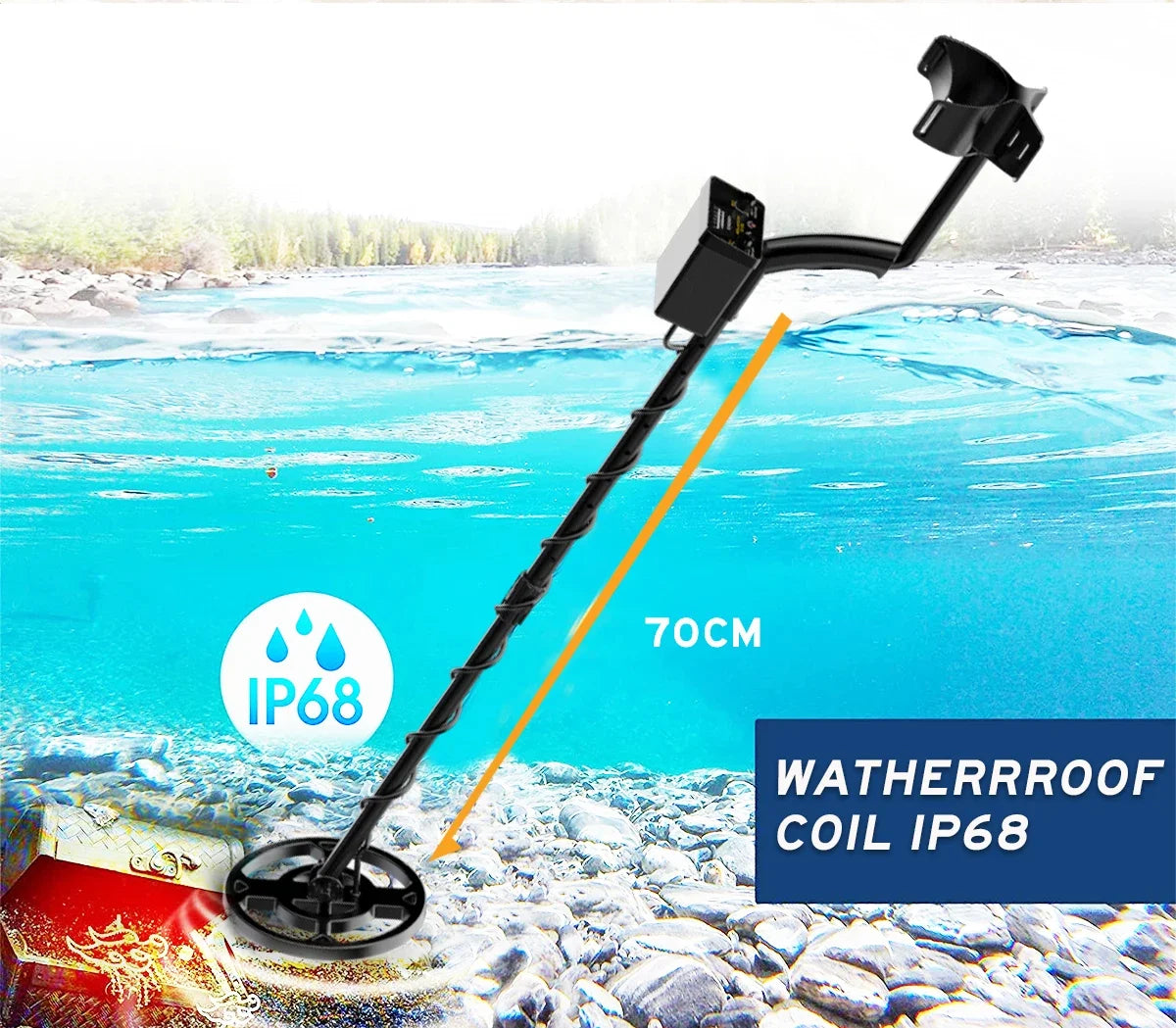 Detector de Metales resistente al agua, puntero GT200