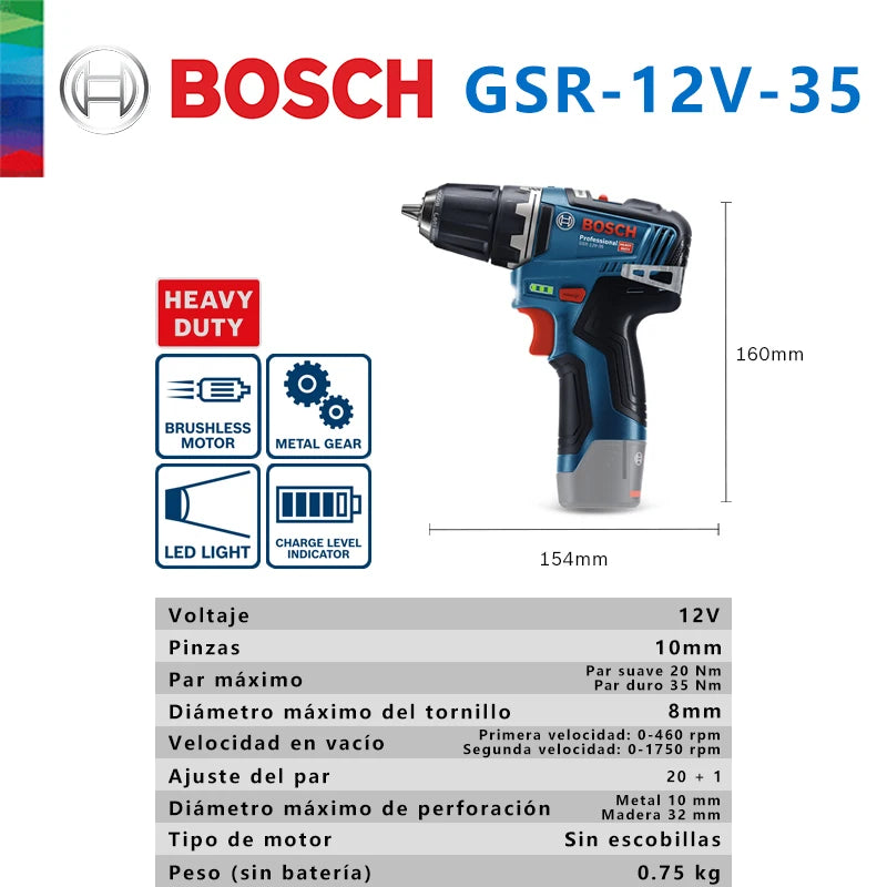Bosch-Taladro Inalámbrico recargable GSR 12V-30