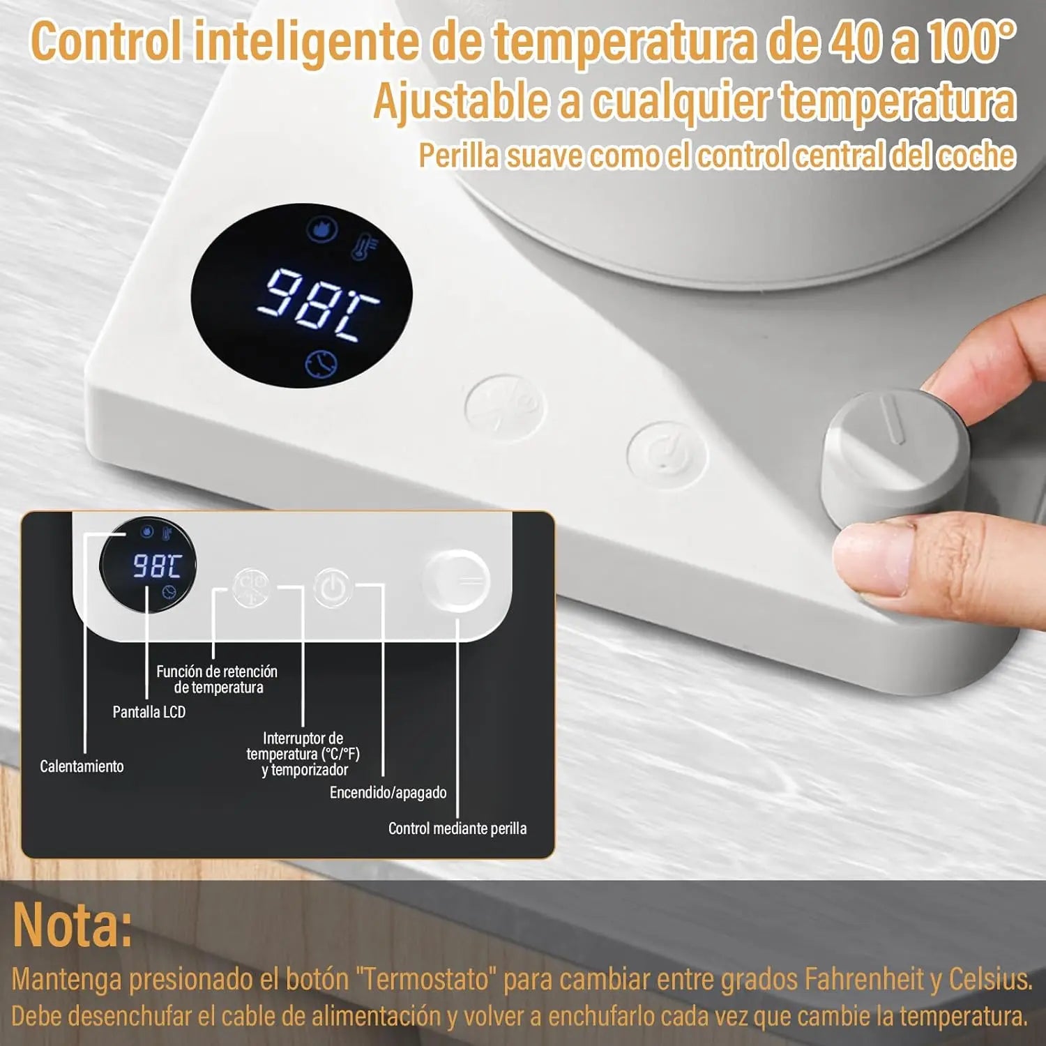 Tetera Eléctrica Cuello de Cisne 1L Acero Inoxidable 800W