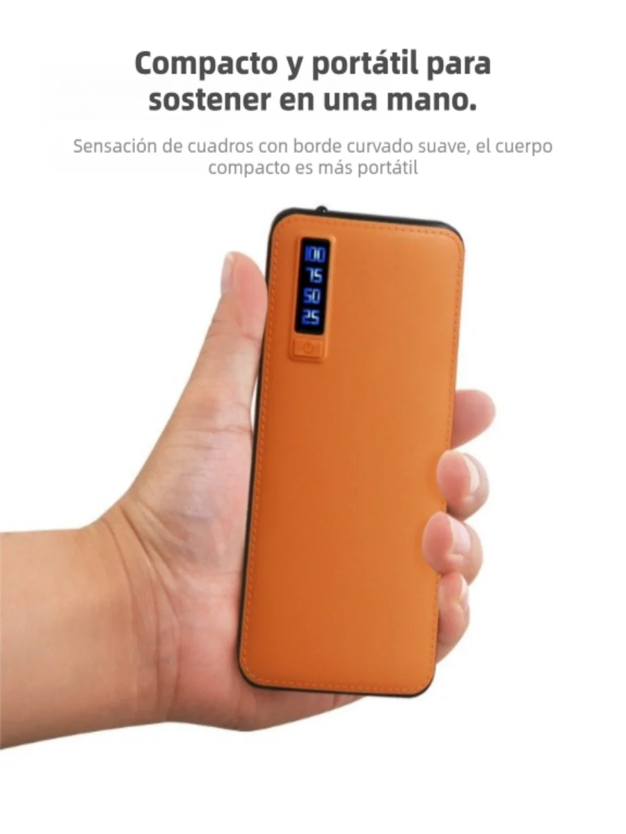 Batería portátil de 10000 mAh con textura de piel, 3 puertos
