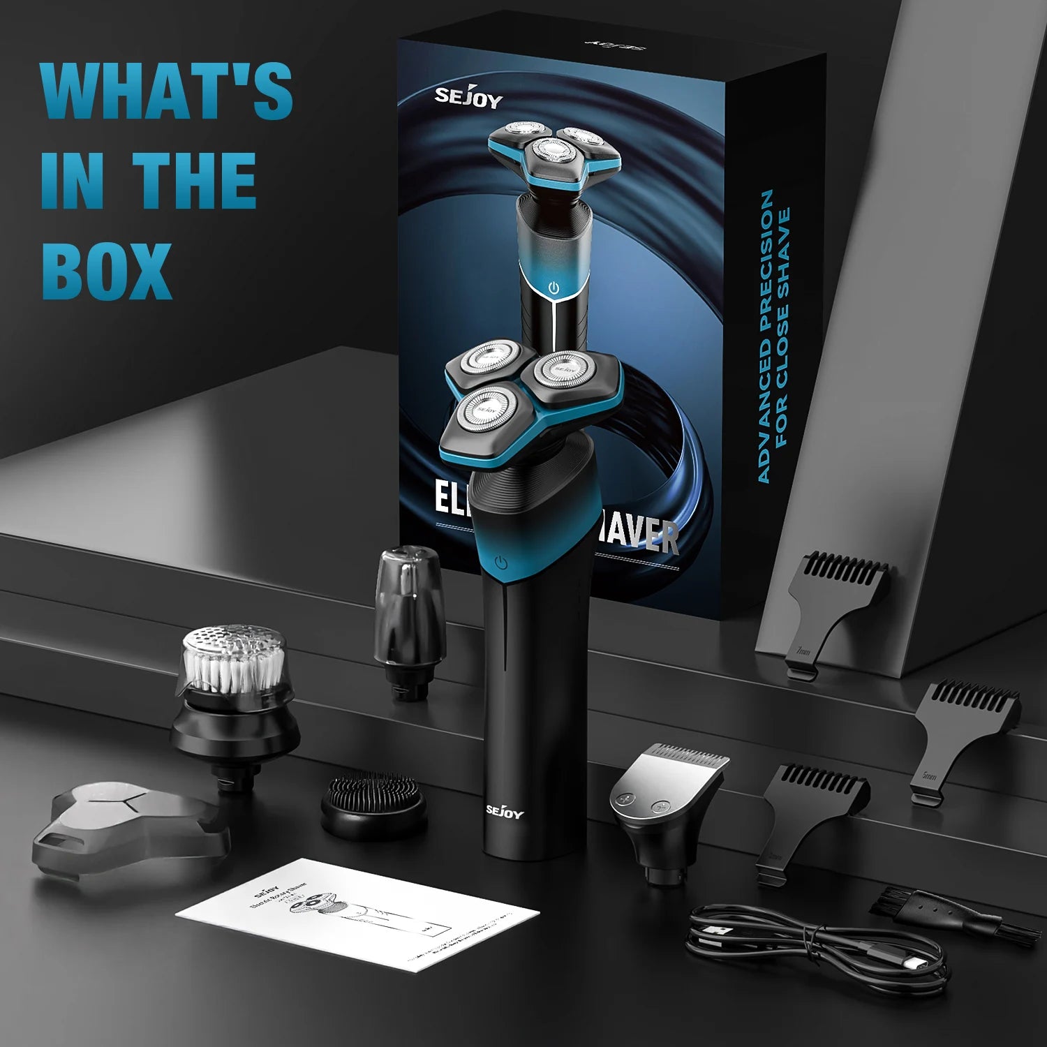 Kit de Afeitadora Eléctrica Rotativa Sejoy para Hombre