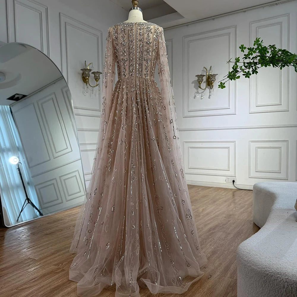 vestido de noche personalizado de lujo con cuentas de cristal
