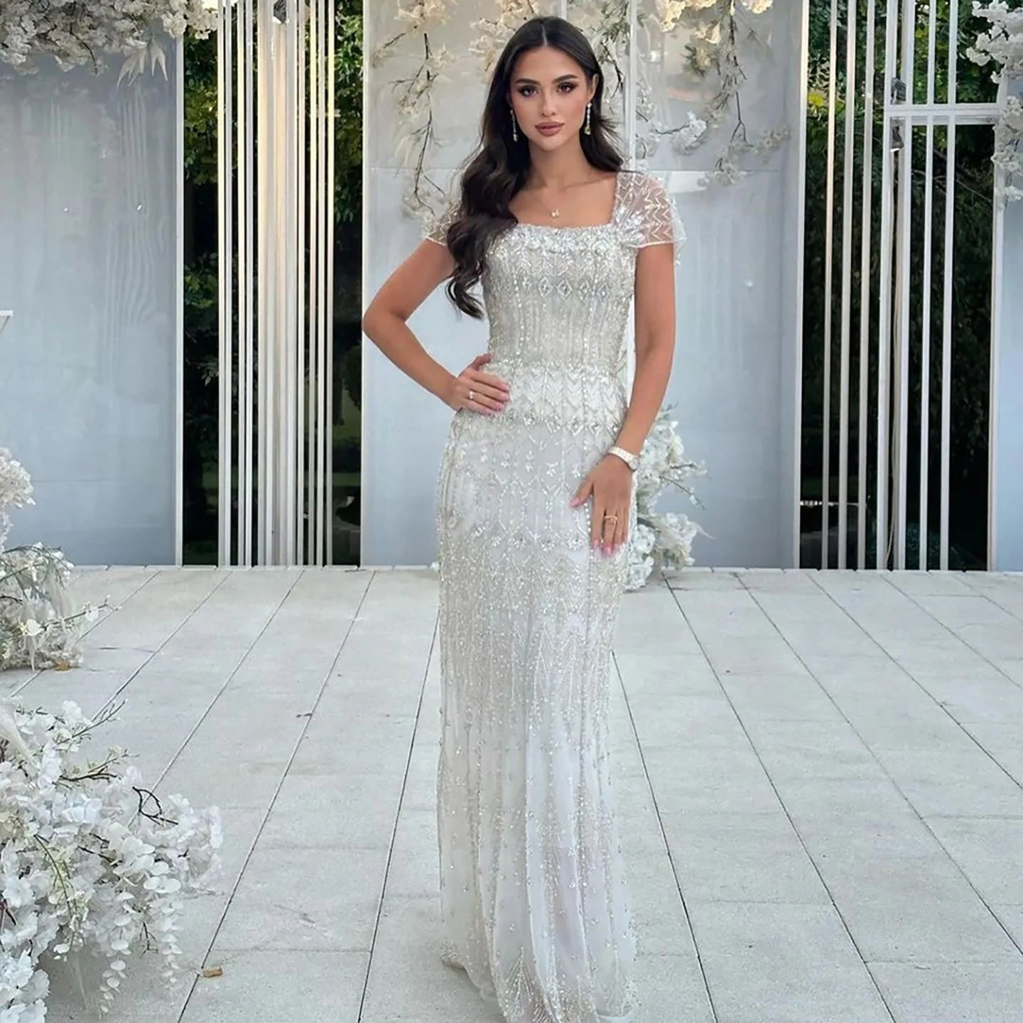 Vestido árabe blanco sirena