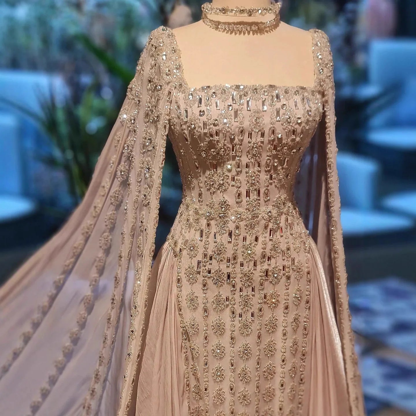 vestido de noche de cristal