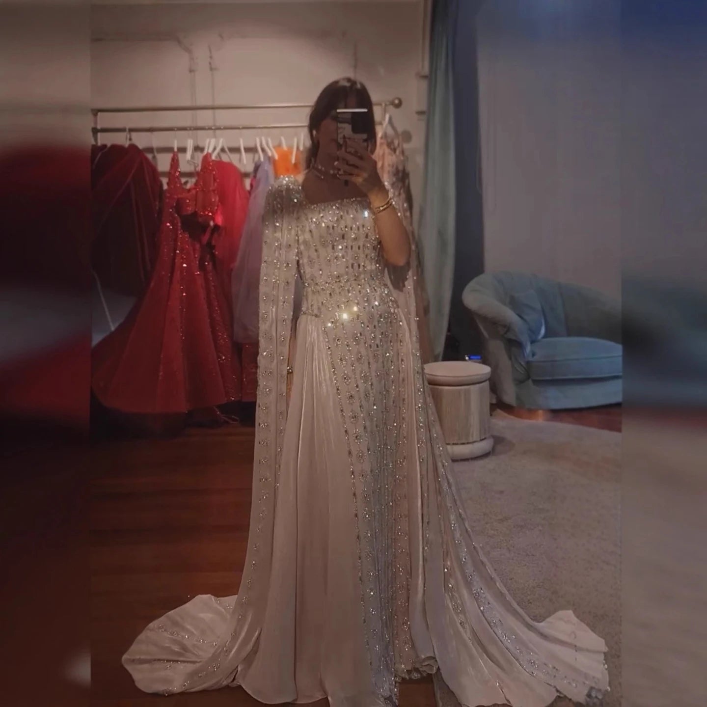 vestido de noche de cristal