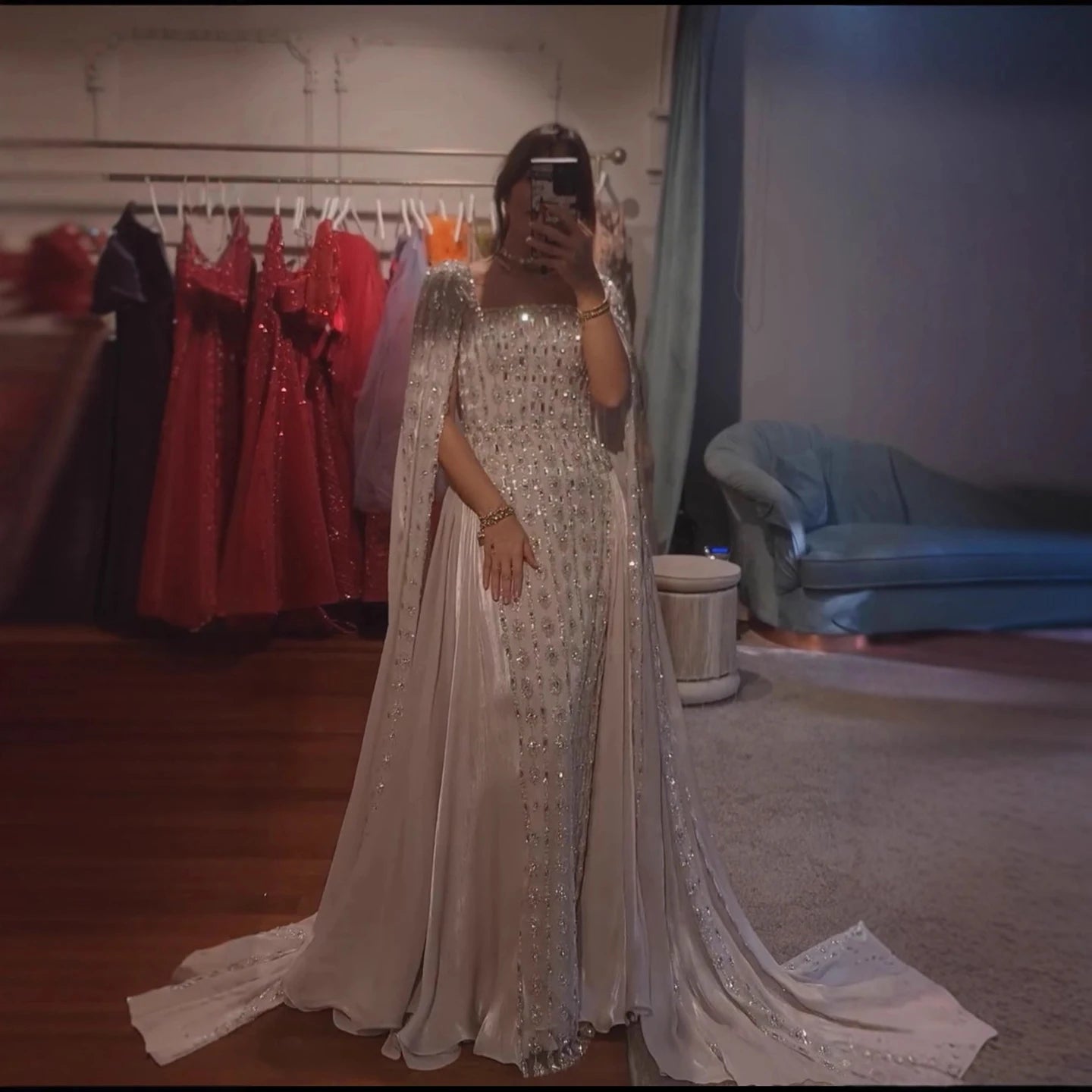 vestido de noche de cristal