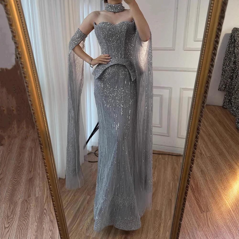 vestido de noche personalizado con cuentas de cristal