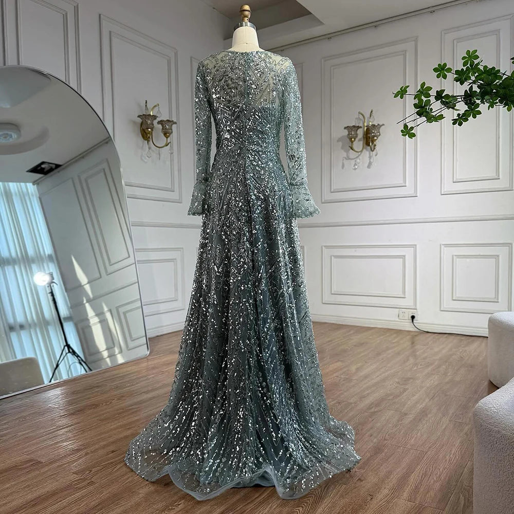 Vestido Dubai turquesa con cuentas