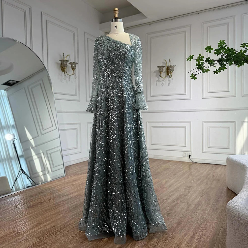 Vestido Dubai turquesa con cuentas