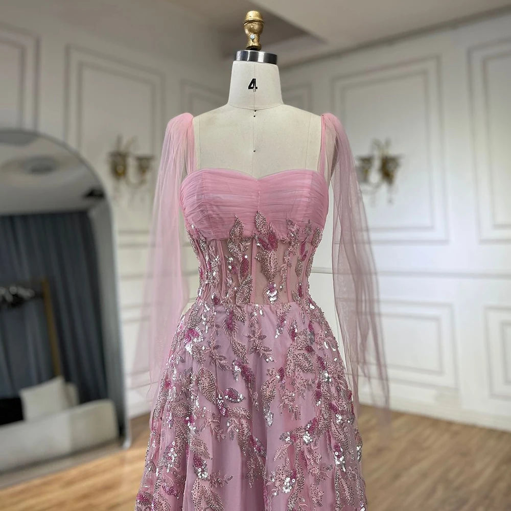 Vestido árabe verde A-Line elegante