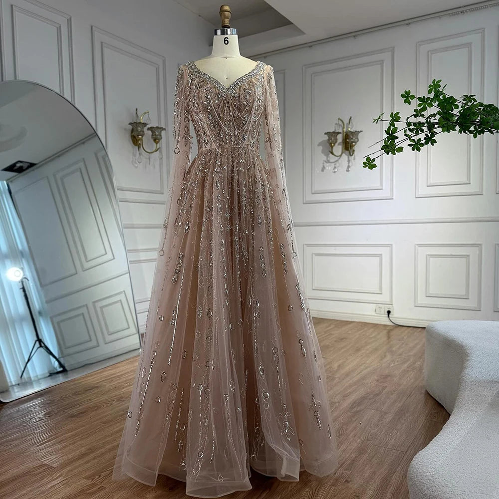 vestido de noche personalizado de lujo con cuentas de cristal