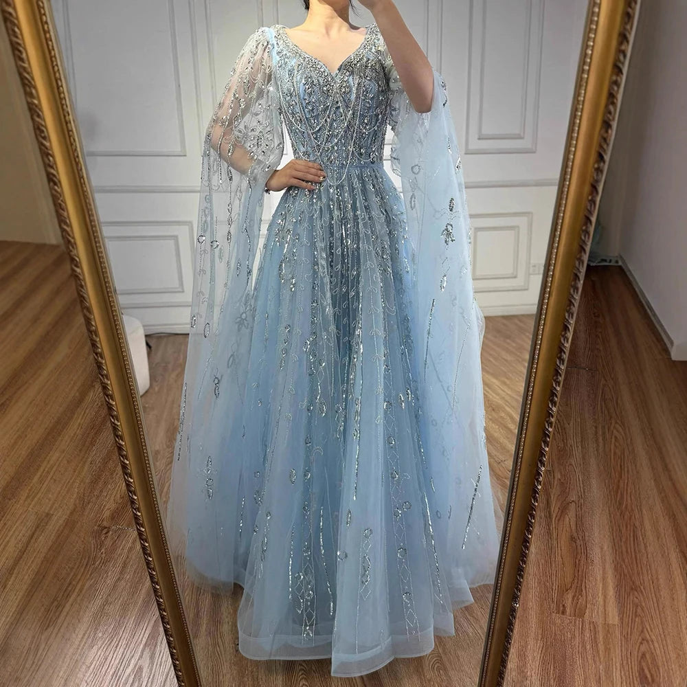 vestido de noche personalizado de lujo con cuentas de cristal
