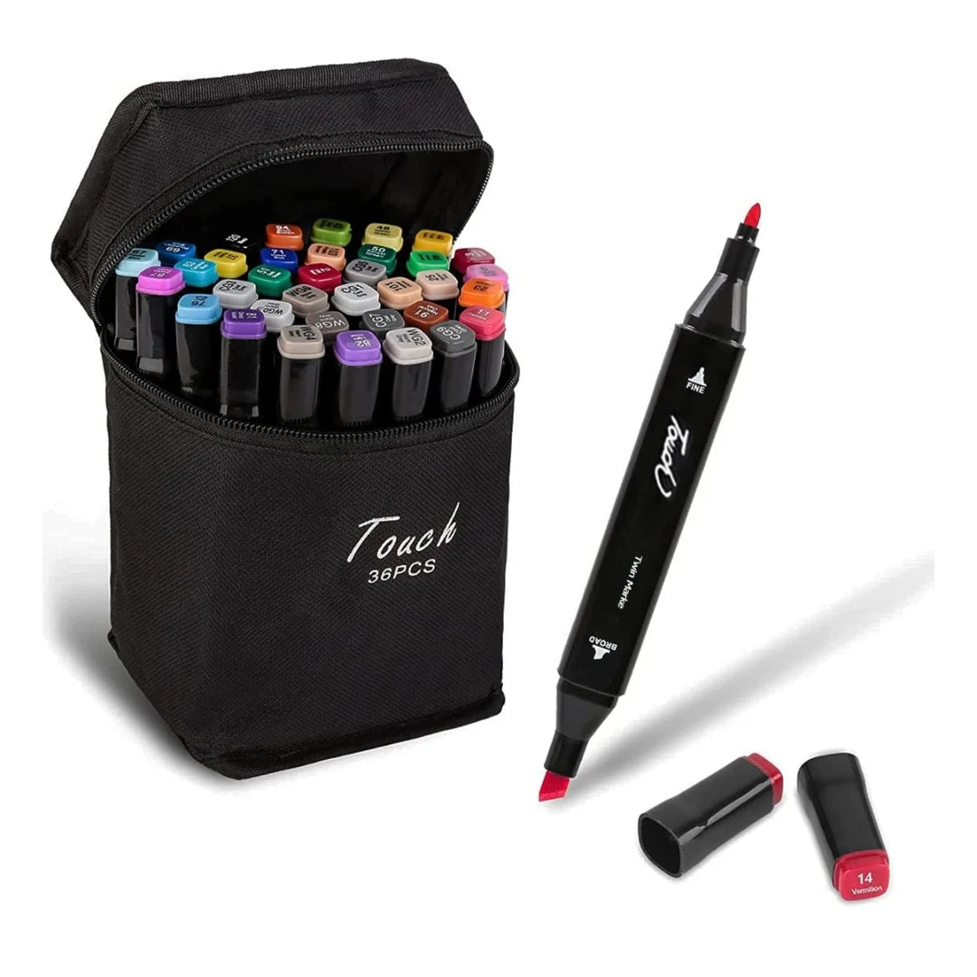 Set de Plumones de Doble Punta con Estuche Impermeable