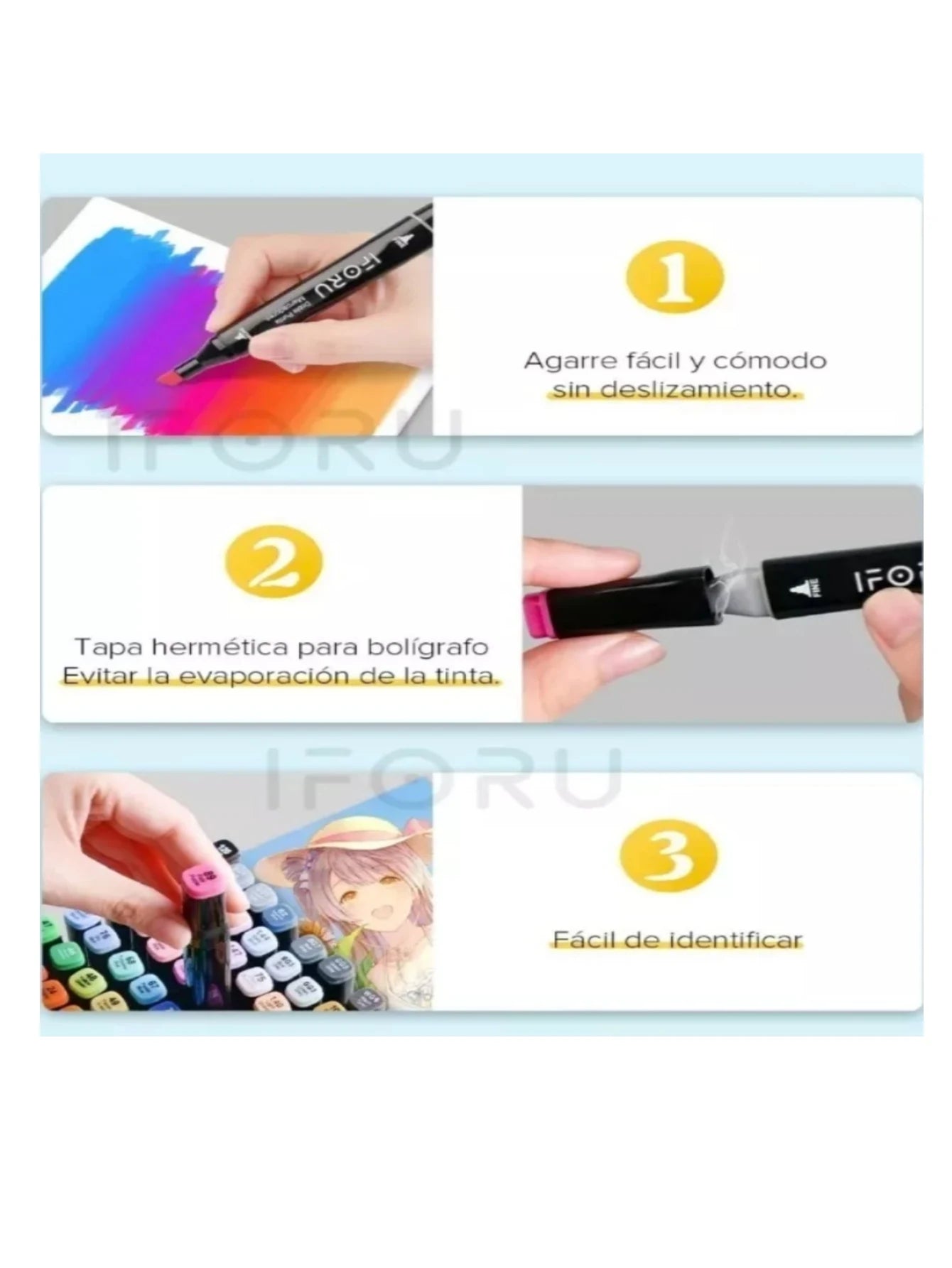 Set de Plumones de Doble Punta con Estuche Impermeable