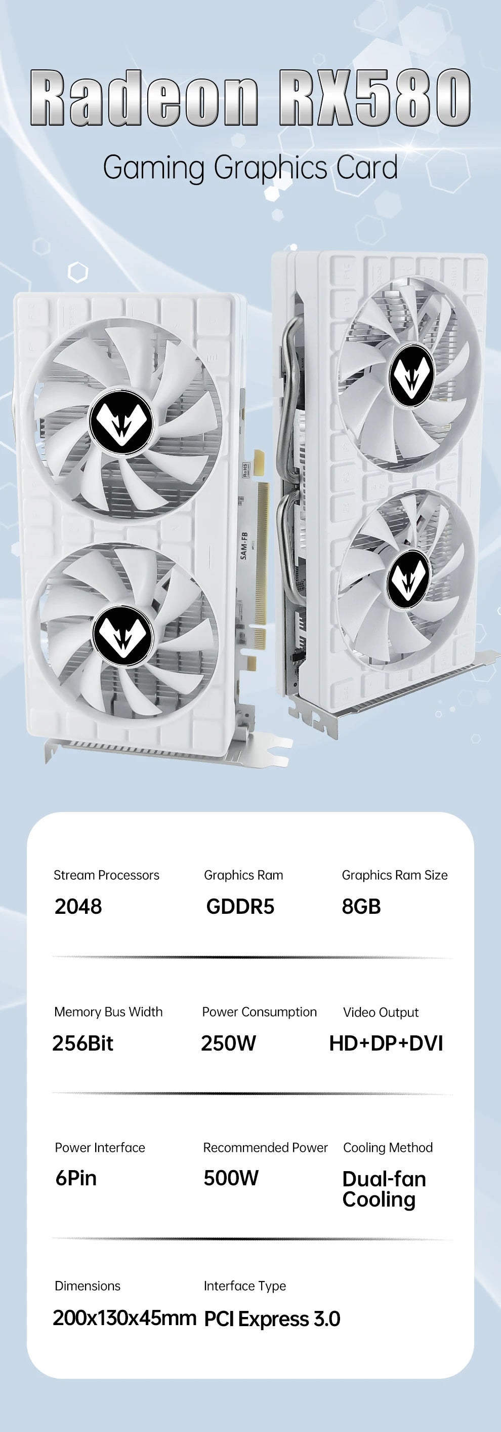 Tarjeta gráfica SOYO AMD Radeon RX580 8G memoria GDDR5