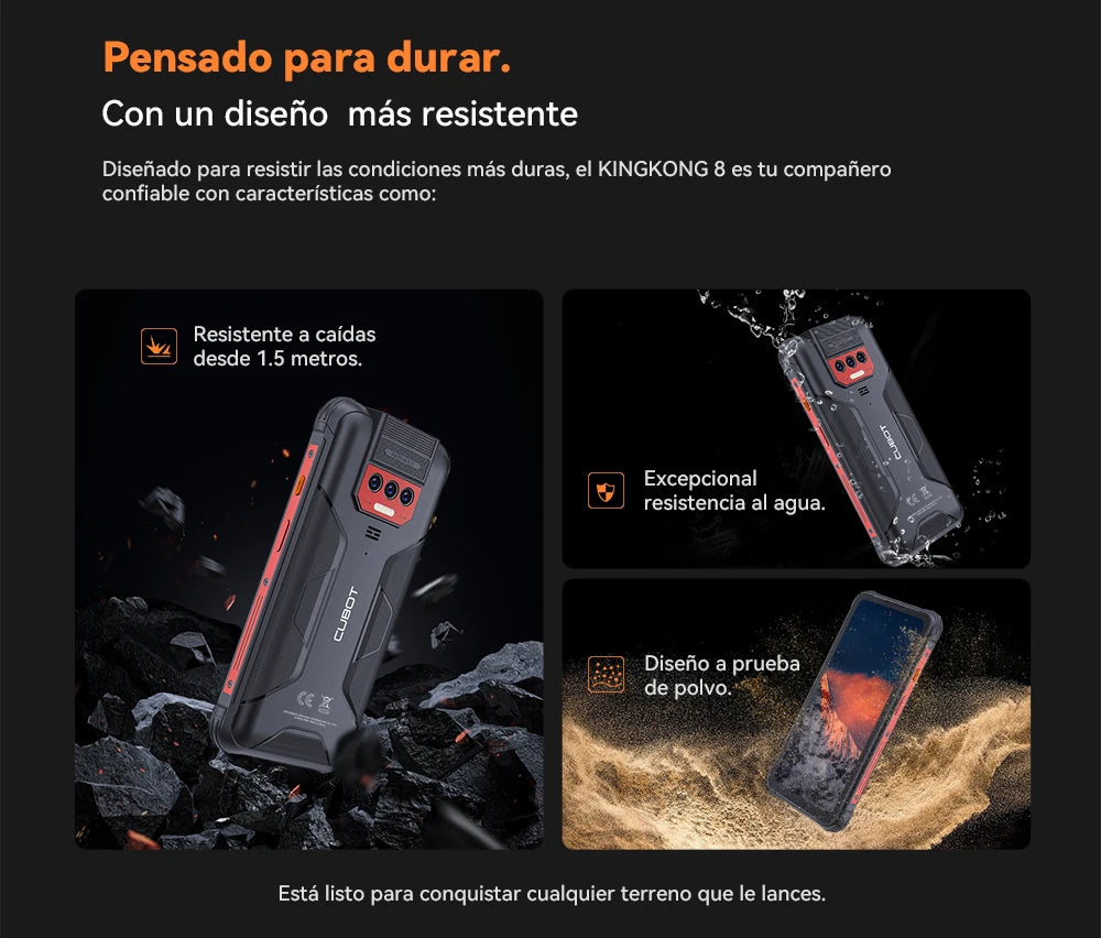 Smartphone resistente al agua IP68 Android 13, , 12 GB de RAM (6 + 6 GB), 256 GB