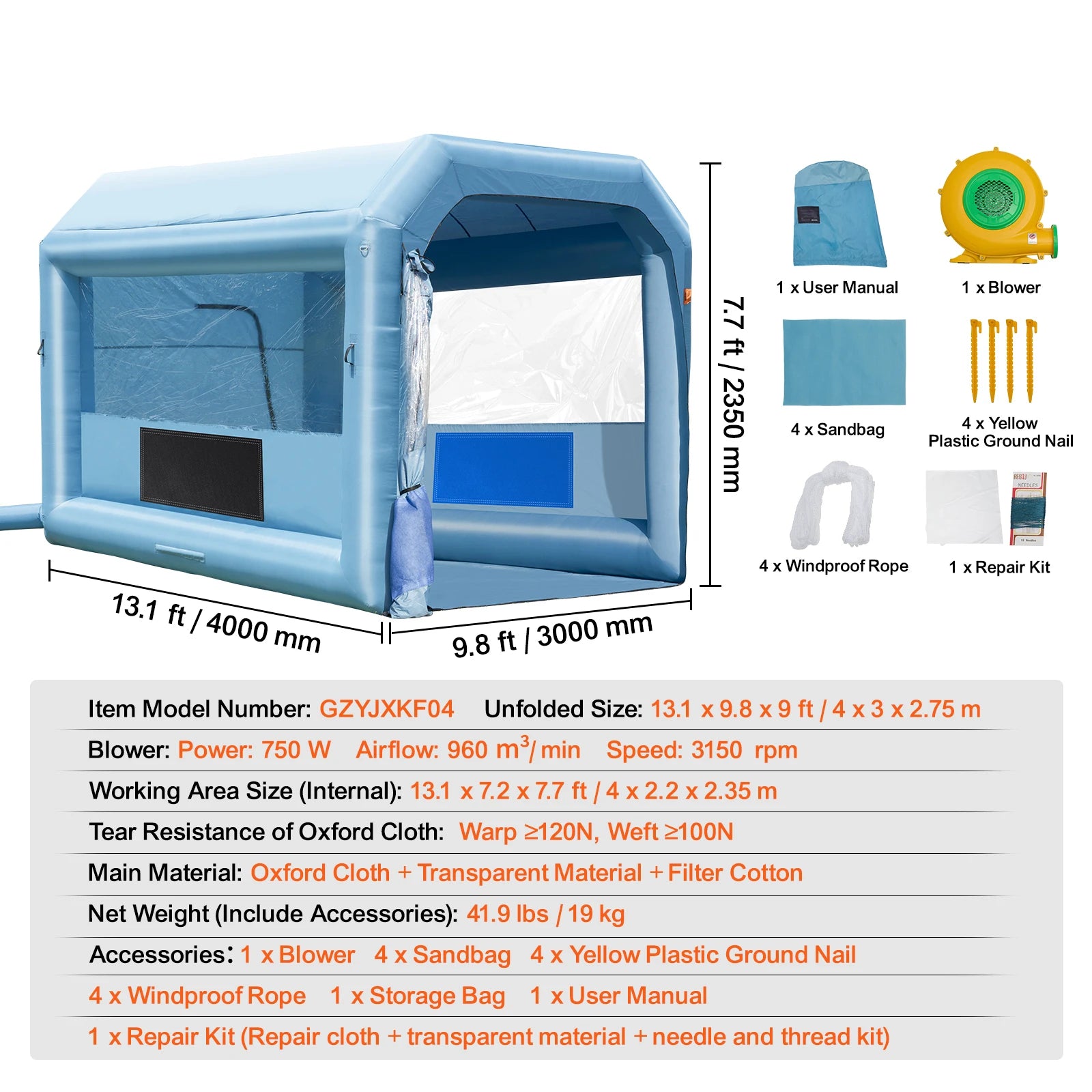 Cabina de pintura inflable