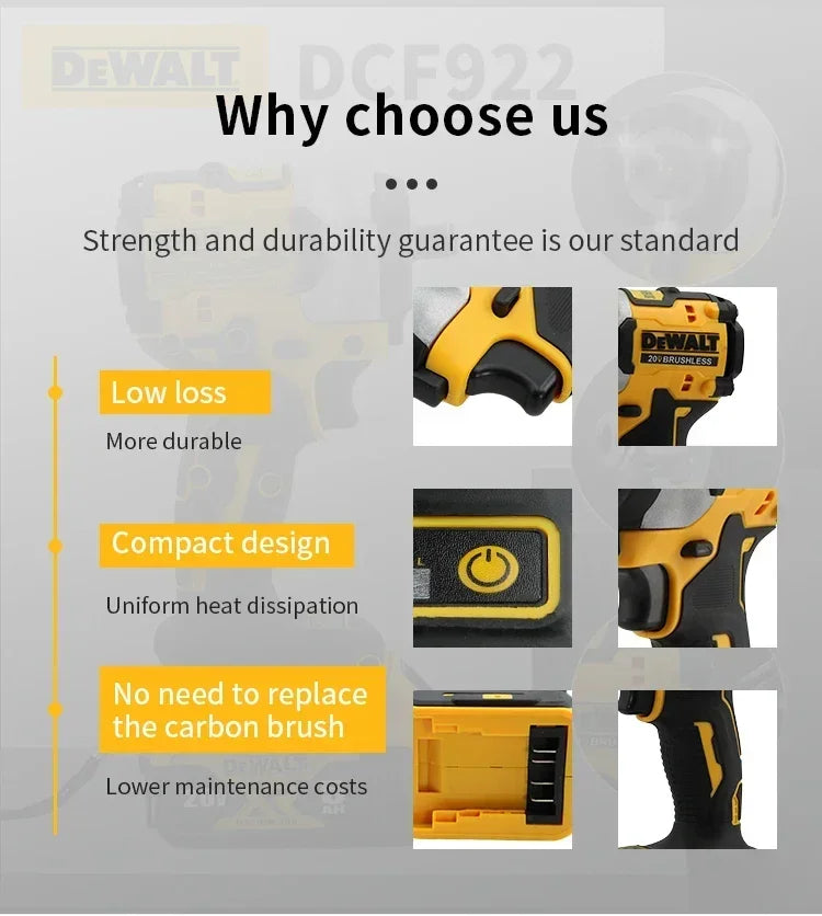 DEWALT DCF922 taladro de impacto inalámbrica 2500 PRM  20V