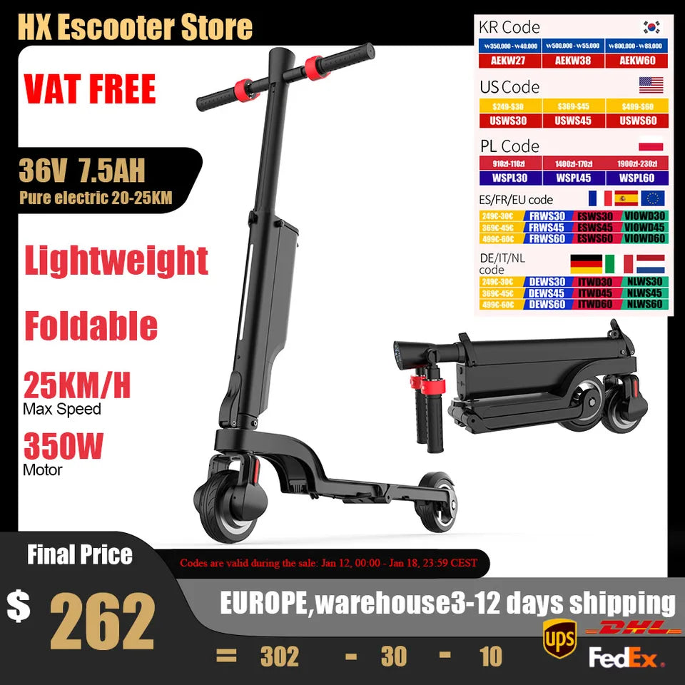 Patinete eléctrico HX X6 para adultos