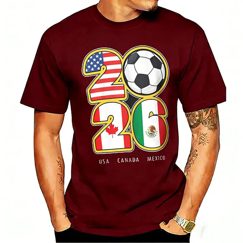 Camiseta de Algodón con Gráfico de Bandera