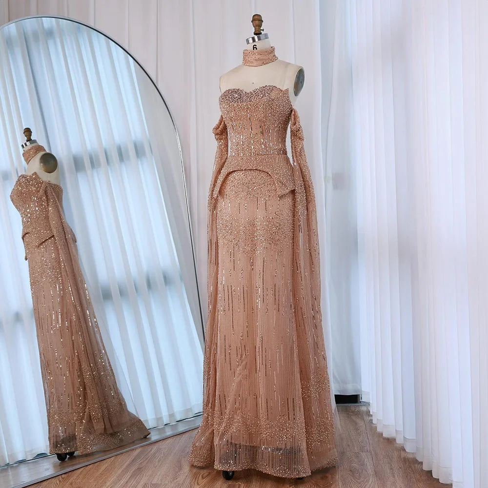 vestido de noche personalizado con cuentas de cristal