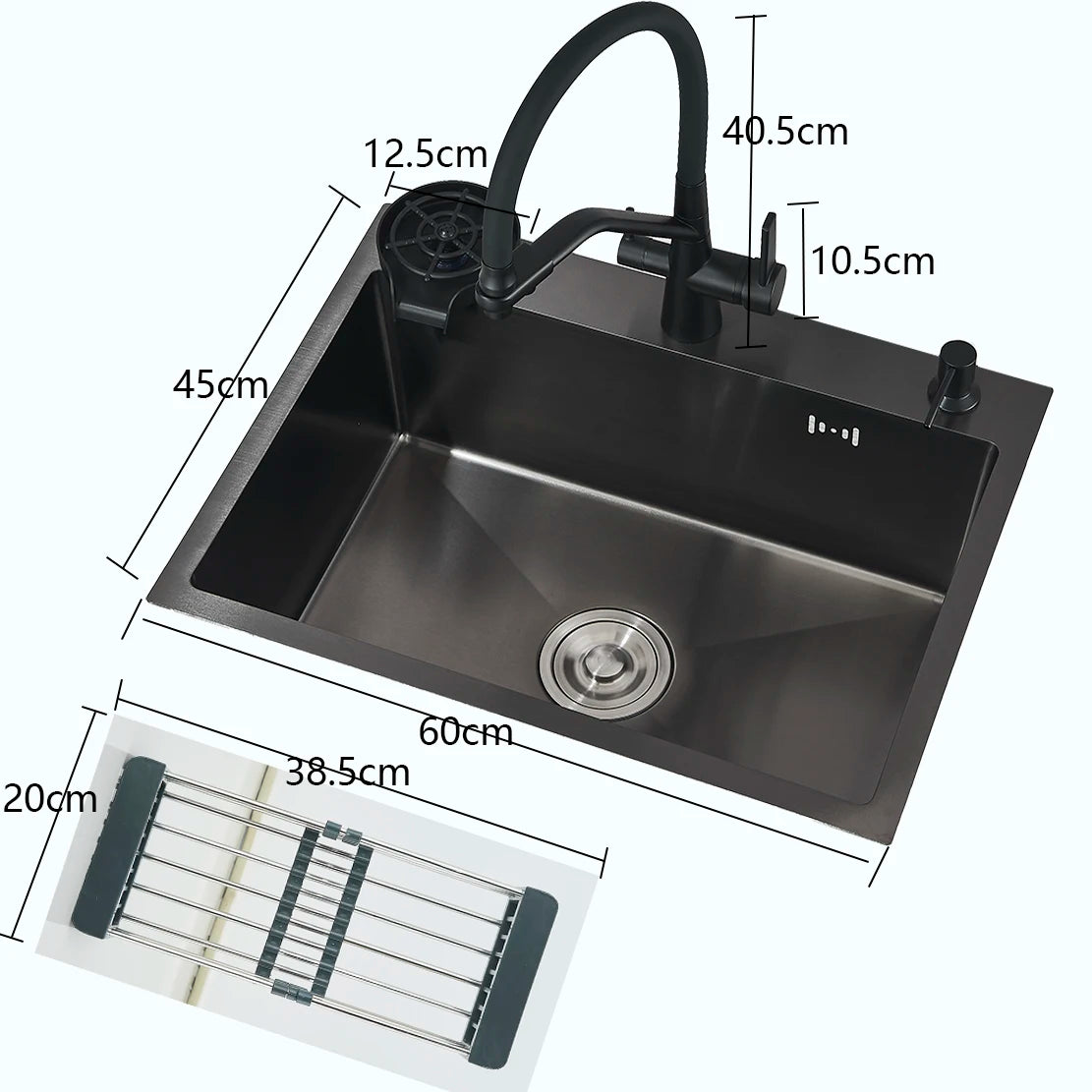 Fregaderos de cocina de acero inoxidable 304 negro mate