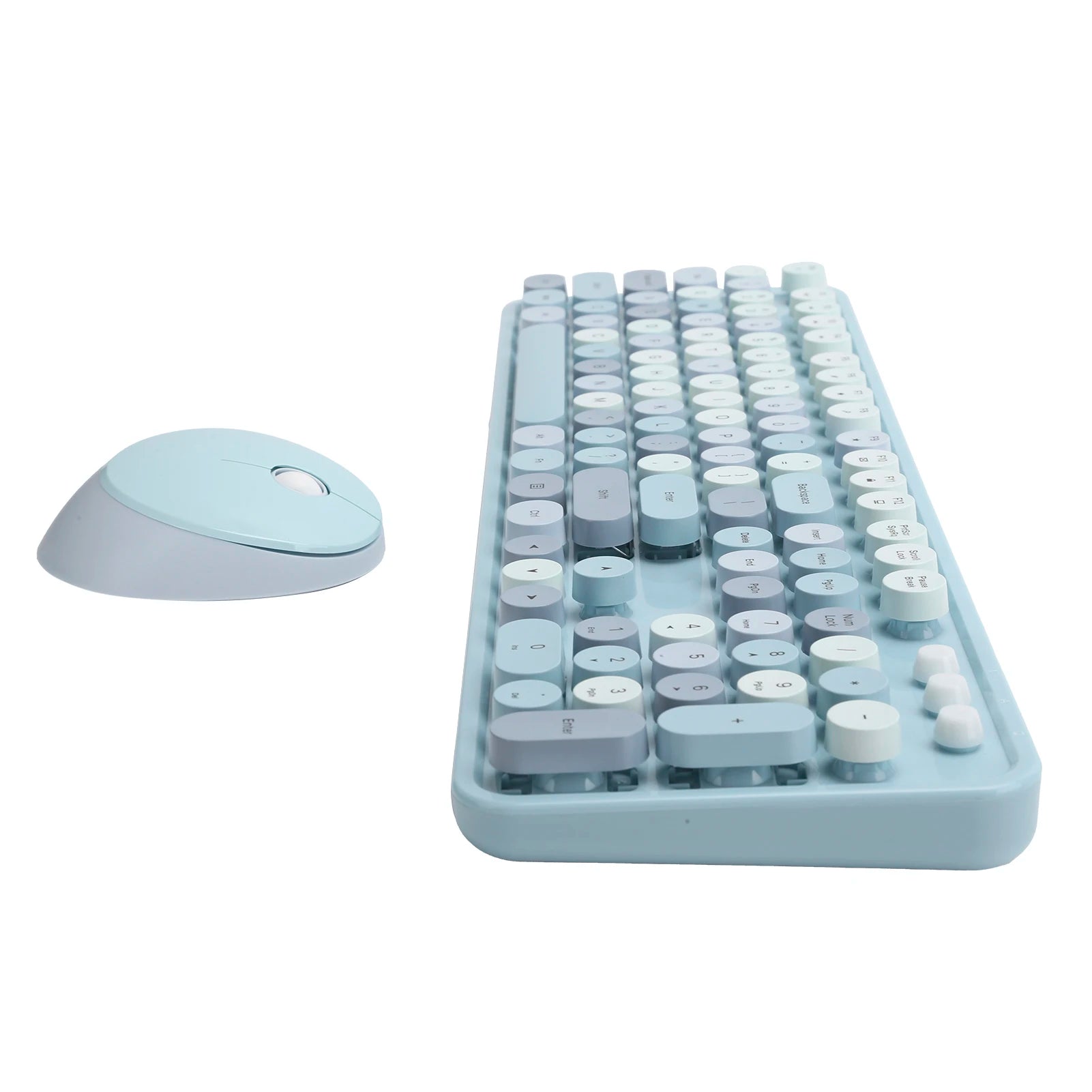 Combo de ratón y teclado inalámbrico de 2,4G, teclas redondas