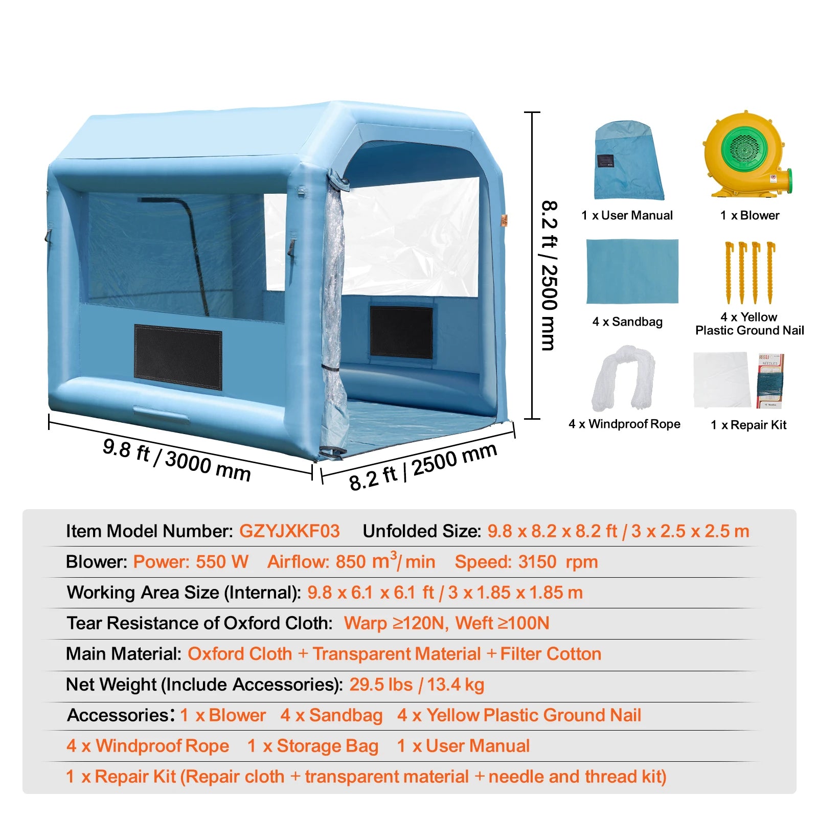 Cabina de pintura inflable