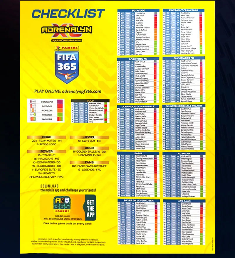 Tarjetas Coleccionables Panini 2026 FIFA 365 Adrenalyn XL