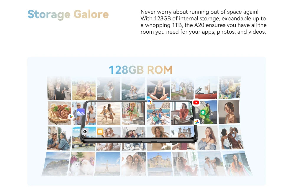 Smartphone Android 14, 12GB RAM (4GB+8GB ampliados)+128GB