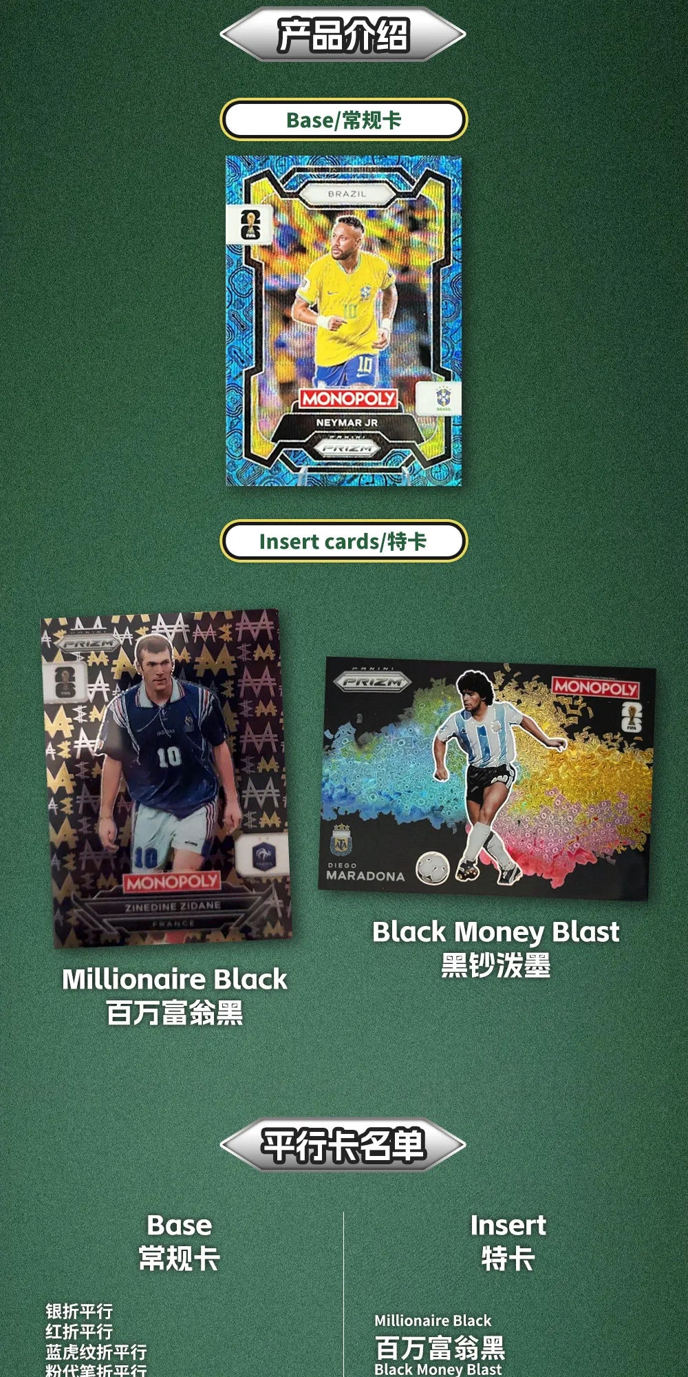 2026 Panini Monopoly Prizm Copa Mundial Caja Granada de Tarjetas Coleccionables de Fútbol Panini Colección de Tarjetas Estrella Juguete Regalo Festivo