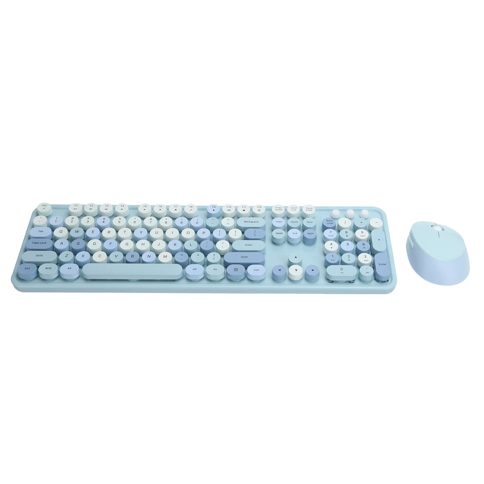 Combo de ratón y teclado inalámbrico de 2,4G, teclas redondas
