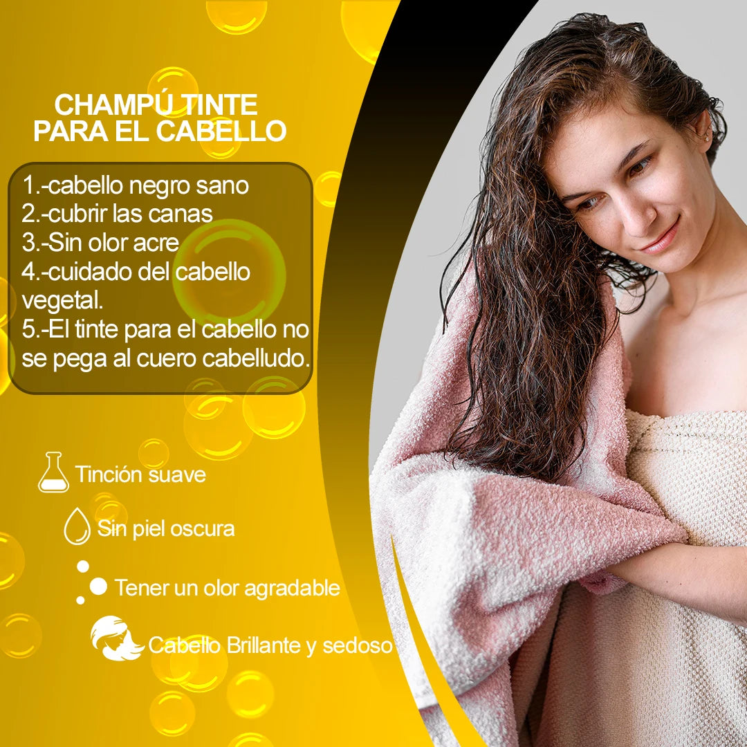 Shampoo con tinte para el cabello NEGRO