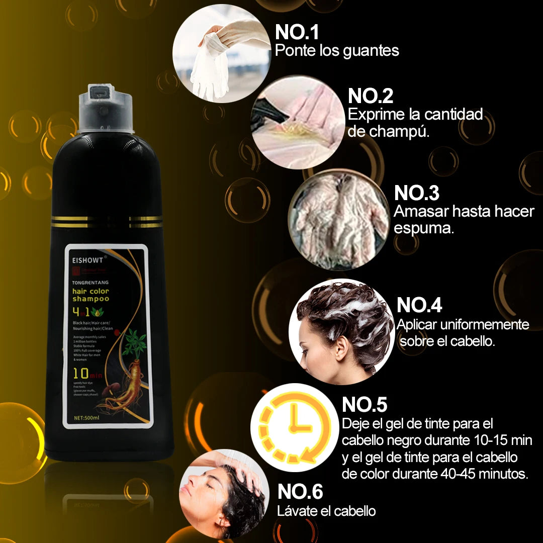 Shampoo con tinte para el cabello NEGRO